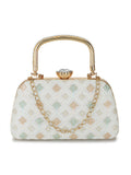 Hue Diamond Embroidered Faux Silk Clutch