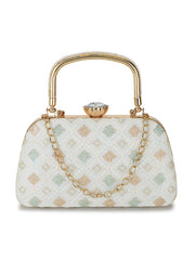 Hue Diamond Embroidered Faux Silk Clutch