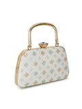 Hue Diamond Embroidered Faux Silk Clutch