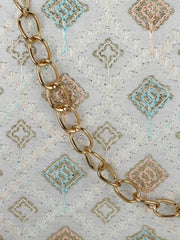 Hue Diamond Embroidered Faux Silk Clutch