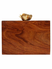 Timber Heart Sequins Wooden Party Clutch