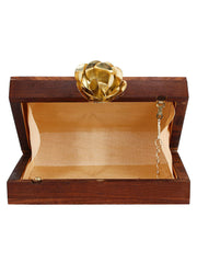 Timber Heart Sequins Wooden Party Clutch