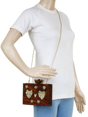 Timber Heart Sequins Wooden Party Clutch