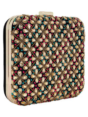 Vista Embroidered & Embelished Square Clutch