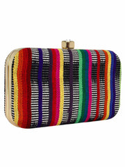 Loom Striped Jacquard Fabric Clutch