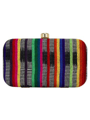 Loom Striped Jacquard Fabric Clutch