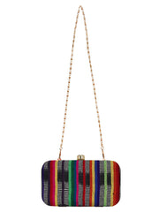 Loom Striped Jacquard Fabric Clutch
