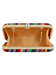 Loom Striped Jacquard Fabric Clutch