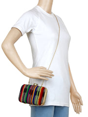 Loom Striped Jacquard Fabric Clutch