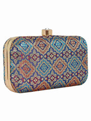Tulle Raw Silk Fabric Printed Clutch