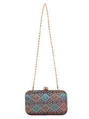 Tulle Raw Silk Fabric Printed Clutch
