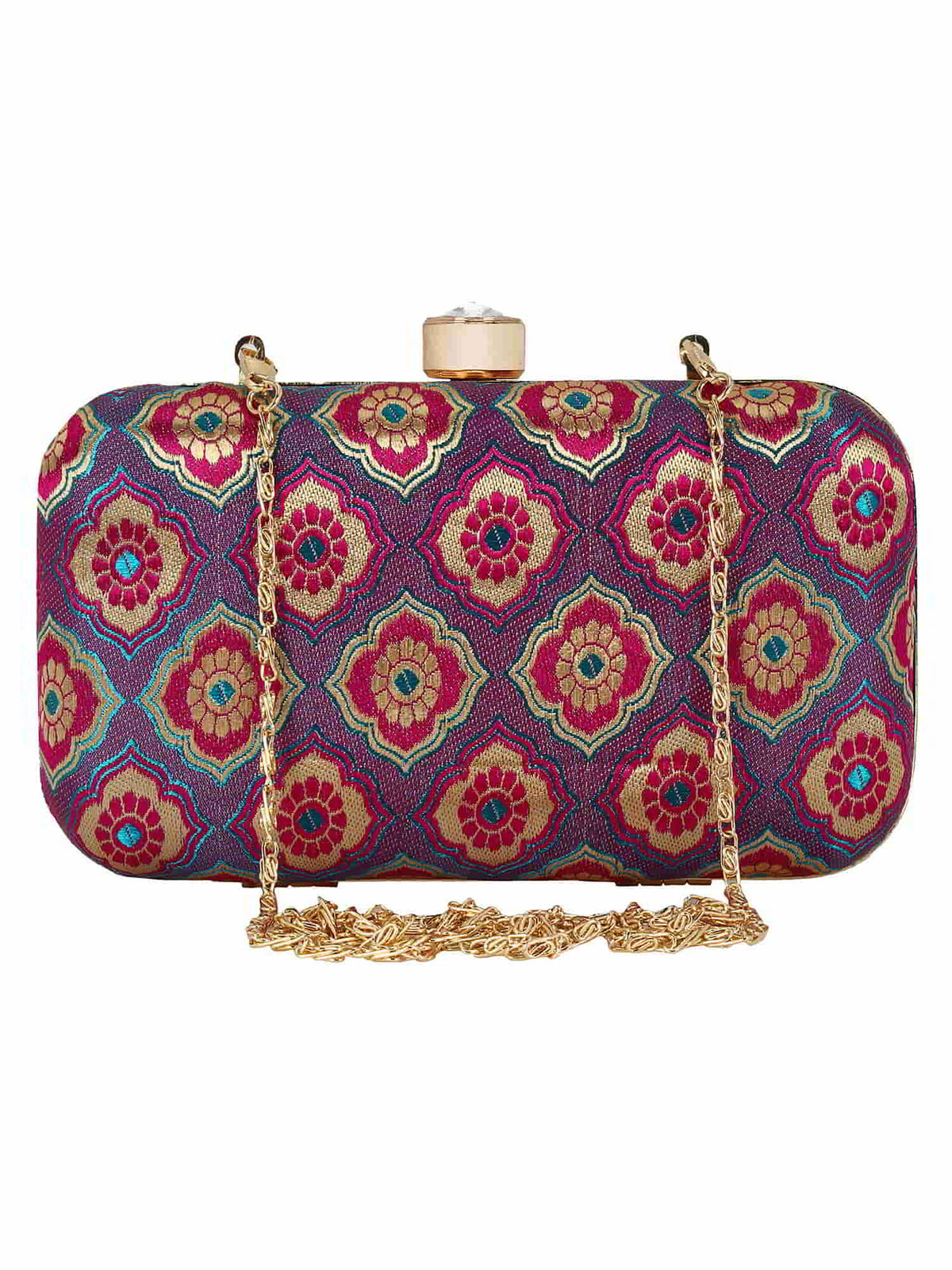 Tulle Raw Silk Fabric Printed Clutch