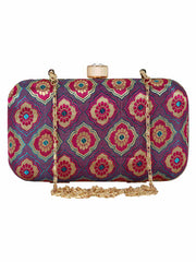 Tulle Raw Silk Fabric Printed Clutch