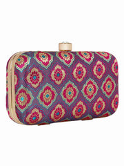 Tulle Raw Silk Fabric Printed Clutch