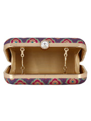 Tulle Raw Silk Fabric Printed Clutch