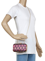 Tulle Raw Silk Fabric Printed Clutch