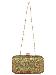 Tulle Raw Silk Fabric Printed Clutch