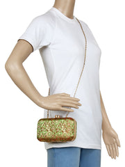 Tulle Raw Silk Fabric Printed Clutch