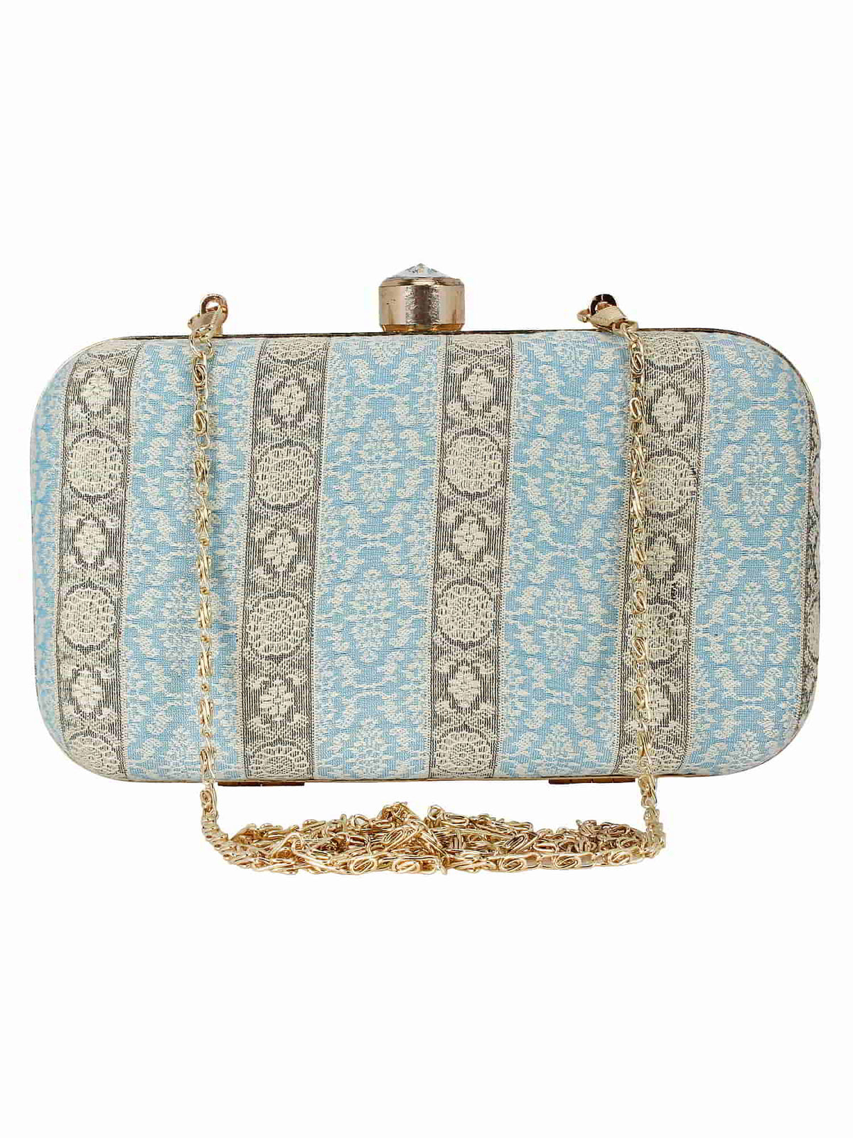 Tulle Raw Silk Fabric Printed Clutch