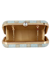 Tulle Raw Silk Fabric Printed Clutch