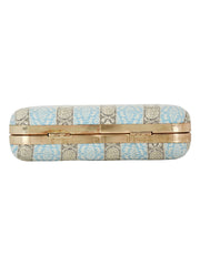 Tulle Raw Silk Fabric Printed Clutch