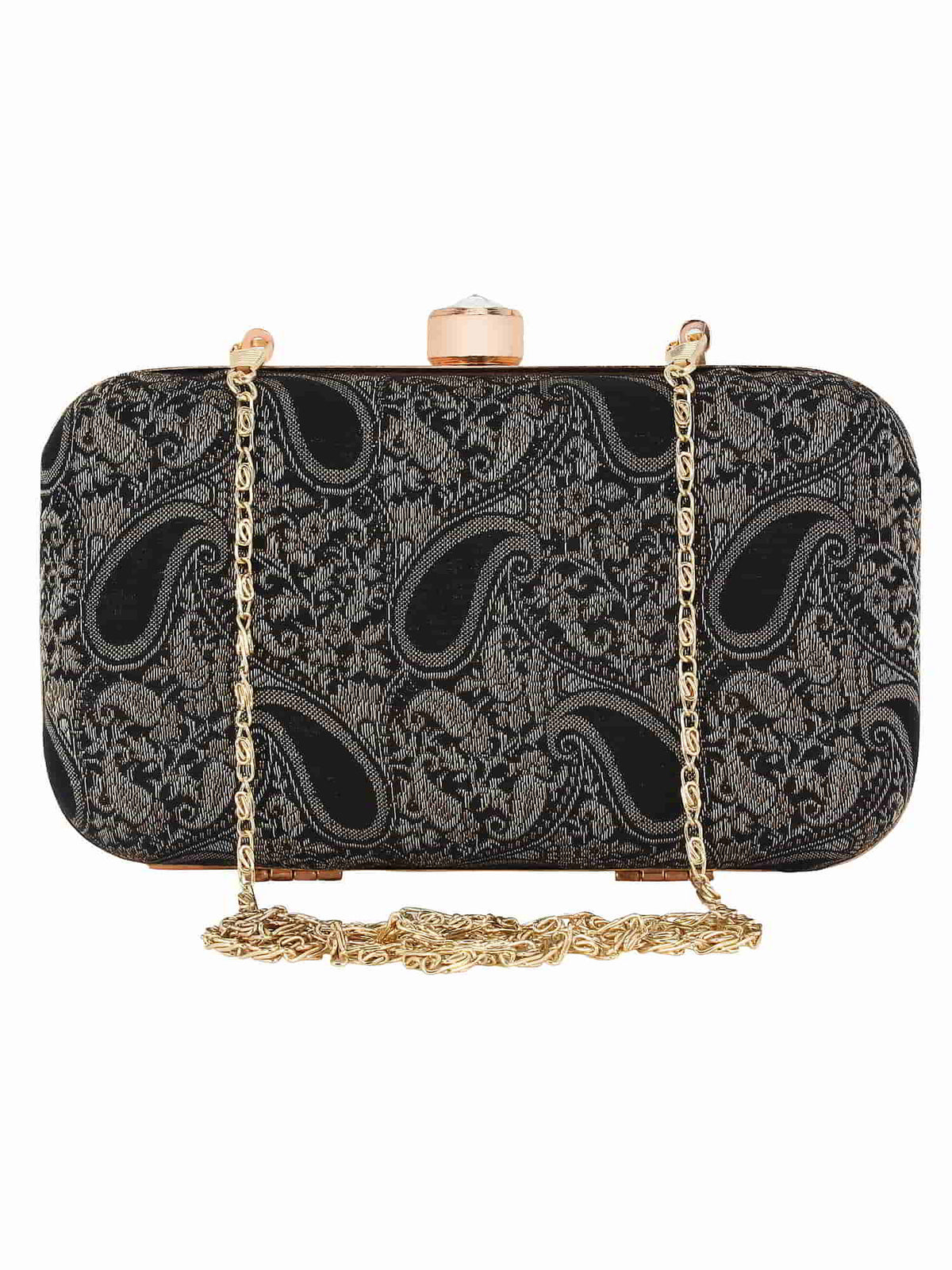 Tulle Raw Silk Fabric Printed Clutch