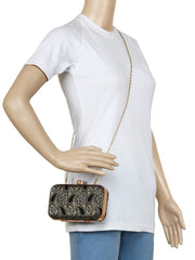 Tulle Raw Silk Fabric Printed Clutch