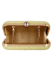 Tulle Raw Silk Fabric Printed Clutch