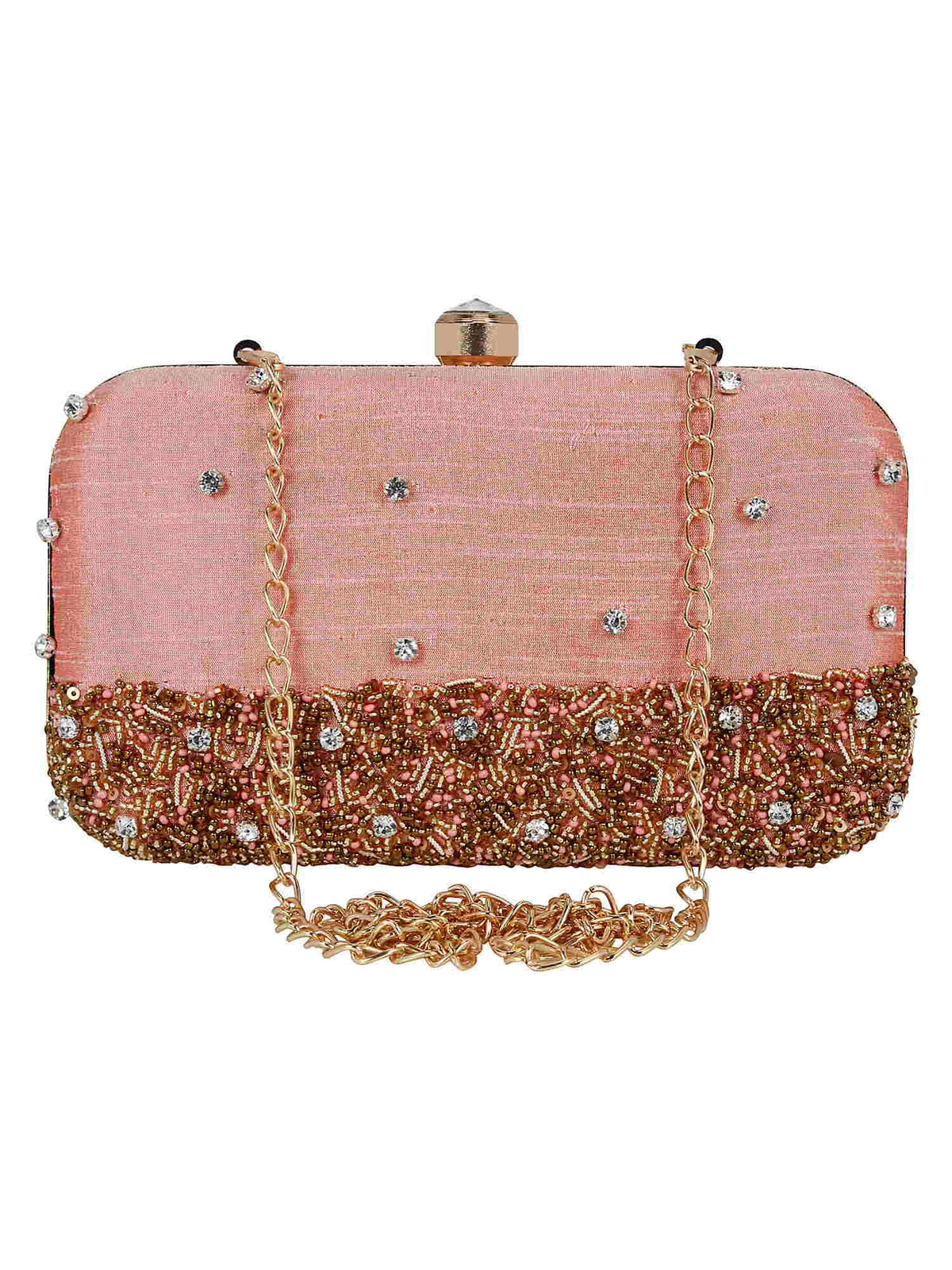 Adorn Faux Silk Embellished Peach Gold