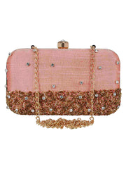 Adorn Faux Silk Embellished Peach Gold