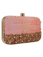 Adorn Faux Silk Embellished Peach Gold