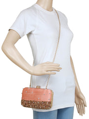 Adorn Faux Silk Embellished Peach Gold