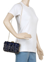 Adorn Embroidered & Embelished Faux Silk Fabric Clutch