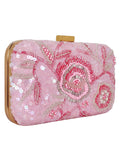 Adorn Sequines Embelished Faux Silk Fabric Clutch