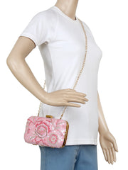 Adorn Sequines Embelished Faux Silk Fabric Clutch