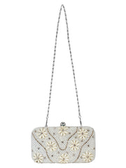 Adorn Embelished Faux Silk Fabric Clutch