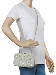 Adorn Embelished Faux Silk Fabric Clutch