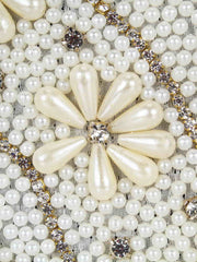 Adorn Embelished Faux Silk Fabric Clutch