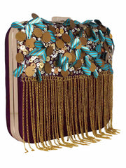 Vista Embelished Faux Silk Fabric Clutch