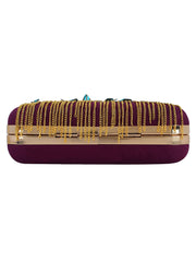 Vista Embelished Faux Silk Fabric Clutch