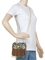 Vista Embelished Faux Silk Fabric Clutch