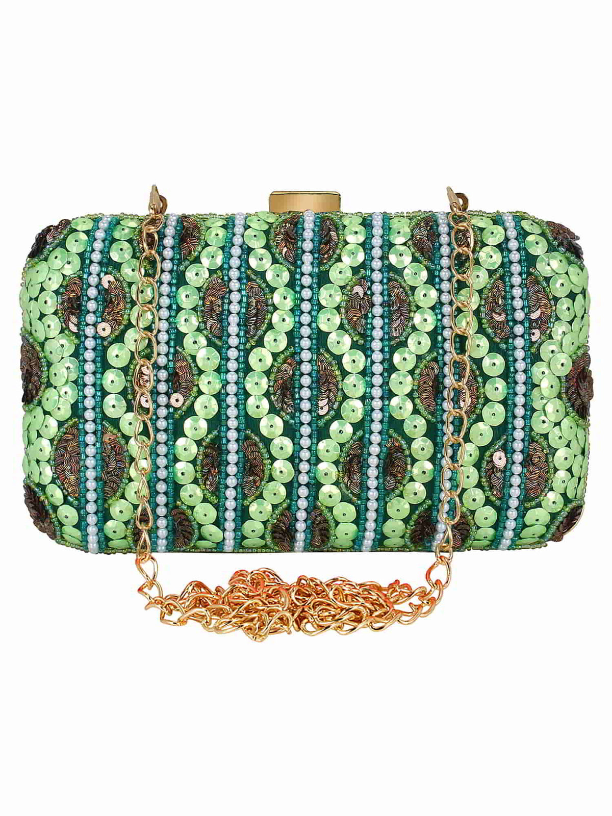 Adorn Embelished Faux Silk Fabric Clutch