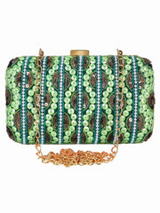 Adorn Embelished Faux Silk Fabric Clutch