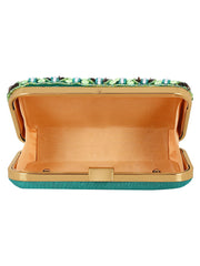 Adorn Embelished Faux Silk Fabric Clutch