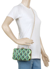 Adorn Embelished Faux Silk Fabric Clutch
