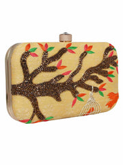 Adorn Embroidered & Embellished Faux Silk Clutch