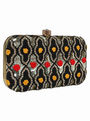 Adorn Embroidered & Embellished Faux Silk Clutch