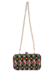 Adorn Embroidered & Embellished Faux Silk Clutch