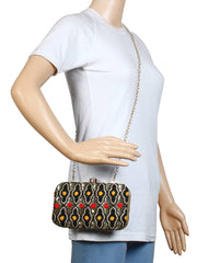 Adorn Embroidered & Embellished Faux Silk Clutch