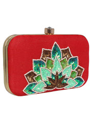 Adorn Embellished Faux Silk Clutch